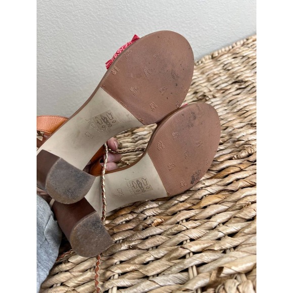 J.‎ Crew Women's Raffia Ankle-Tie High Heel Sandals Bohemian Fringe Boho 8.5 - Picture 9 of 14